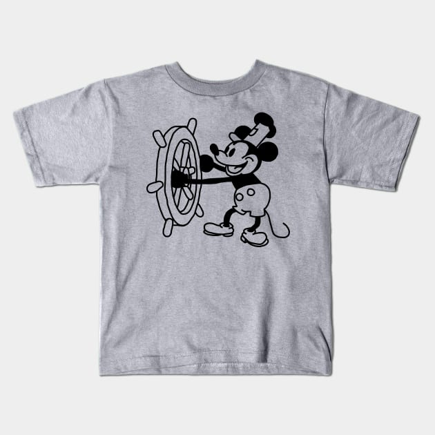 Steamboat Willie Kids T-Shirt by ellenhenryart